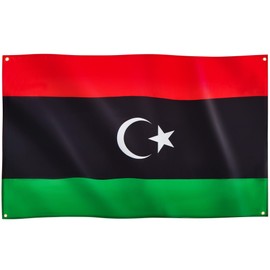 Runesol Libya Flag, 91 x 152 cm, 4 Eyelets, One in Each Corner, Libyan Flag, Libyan Arab Jamahiriya, Libu, Premium Flags for Indoor and Outdoor Use, Vibrant Colours