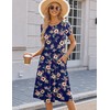 HOTOUCH Women's Summer Casual Short Sleeve Aline Midi Dress Floral