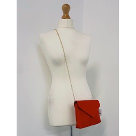 Leah Ward Women's Faux Leather/Faux Suede Leather Clutch Bag Wedding Party Evening Purse Handbags (RED)