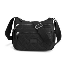 Bolsas de Mujer Impermeables Bolsos Cruzados para Mujer Correas Ajustables de Viaje con Múltiples Bolsillos Lona Bolsa de Hombro Gran Capacidad Bolso de Moda Emparejamiento Diario Bolso (Negro)