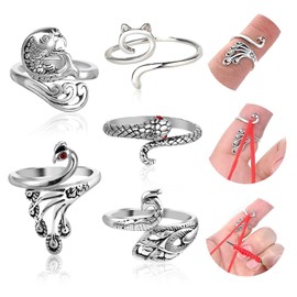 DGUSO Crochet Ring Pack of 5 Knitting Rings Crochet Rings Metal Adjustable Crochet Accessories Crochet Ring Knitting Ring Finger Knitting Thimble Crochet Rings Finger Crochet Loop for Faster Knitting