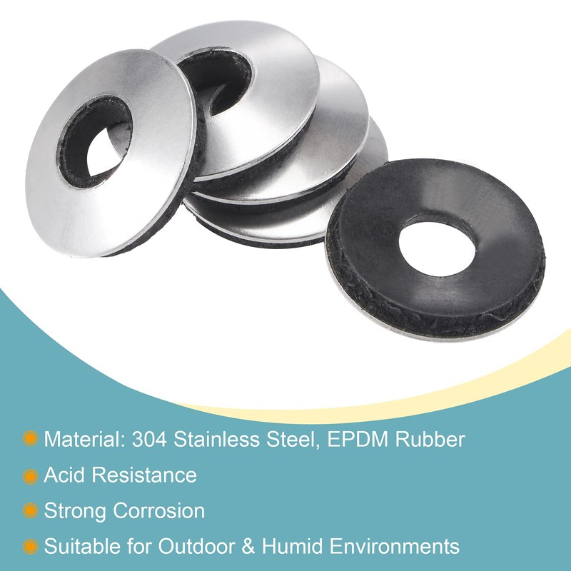 sourcing map Bonded Sealing Washers 16x6.3x2.8mm Stainless Steel EPDM Rubber