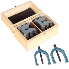 mitoharet 2-3/8 In x 2-3/4 In x 2 In Multi-Use V-Block and Clamp Machinist Set with Box, Hardened Steel 303-5219 M
