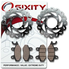 Sixity Front Organic Brake Pads Rotor compatible with Yamaha YXR700F Rhino 700 FI 2009 Complete Set
