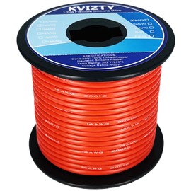 14 Gauge Silicone Wire 100 Feet Red, Flexible 14 AWG Stranded Wire, 400 Strands Tinned Copper Conductor, High Temp Rated 200℃ - Car, Inverter, Battery, Automotive