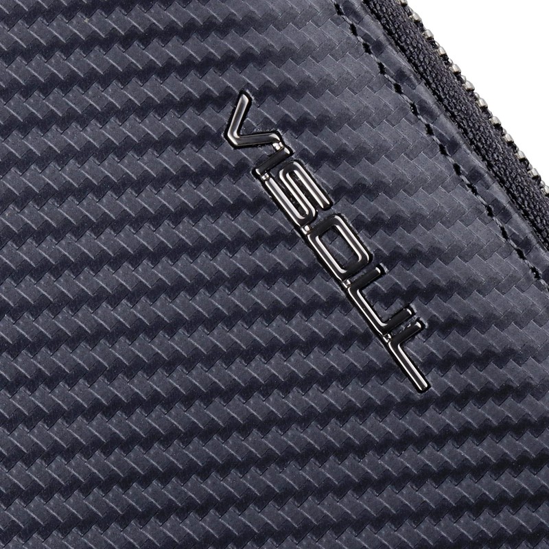 VISOUL Wallet, carbon leather black. camel
