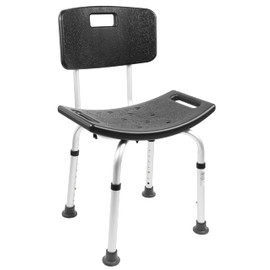 PEPE Mobility Shower Chair to Sit on in Shower, Height Adjustable with Non-Slip Tips, Removable Backrest, Tool-Free Assembly, Black, Safety Bath Seat
