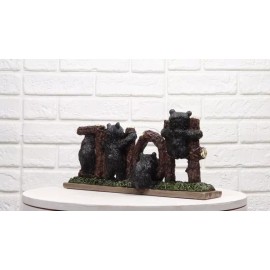 Rustic Western Forest Black Bear Cubs By Tree Logs HOME Sign Desktop Plaque