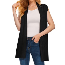 Biffxeu Black Sweater Vest for Women Knit Sleeveless Cardigans Fall Sweater Cardigan Vests 2XL