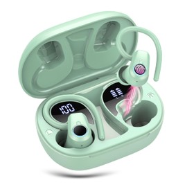 2025 Sports Headphones, Wireless Bluetooth 5.3 Headphones with HD Mic, 50 Hours HiFi Stereo Deep Bass Earphones Bluetooth with LED Display, IP7 Waterproof Wireless Earbuds with Ear Hooks for Sports