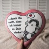 Sheepworld Plush cushion motif "Thinking" plush cushion in heart shape,