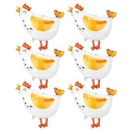 6pcs Walking Chicken Foil Balloons, 25.6x24.8 Inch Large Farm Animal Balloons with Feet Creative Decorations for Kids Birthday Baby Shower Farm Theme Party