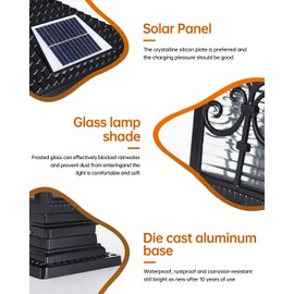 PTOUG LED Solar Post Cap Lamp, IP65 Waterproof Post Light Outdoor Remote Control Dimmable Pillar Lights Aluminum Outdoor Column Light, 17.3" X 9.8" Pillar Pedestal Lantern for Garden Fence