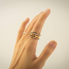 Bopiu Gold Stackable Rings for Women Non Tarnish, Dainty Stackable CZ Cubic Zirconia 18k Gold Plated Rings, Gold Knuckle Women Rings Set (Gold, 10)