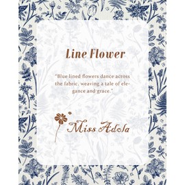 Miss Adola Aesthetic Canvas Tote Bag with Inner Pocket for Women, Cloth Cotton Totes Bag with Pattern for Shopping, Gym, Blue Line Flower