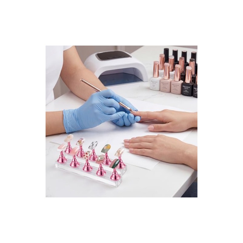 Soporte de uñas acrílico para uñas, soporte magnético para práctica,