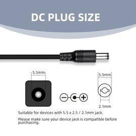 12V 2A Makeup Mirror Power Adapter for Fenchilin Hollywood Vanity Makeup Mirror Light Bulbs, Hansong DC11715 DC117-15 Bedroom Light Up Vanity Mirror Charger Power Cord