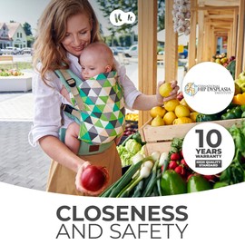 Kinderkraft Baby Carrier NINO Confetti Ergonomic Sling, Holder, Lightweight, Confortable, Ajustable, 2 Carrying Position: Front and Backpack, for Newborn, from 3 Month to 20 kg, Denim Blue