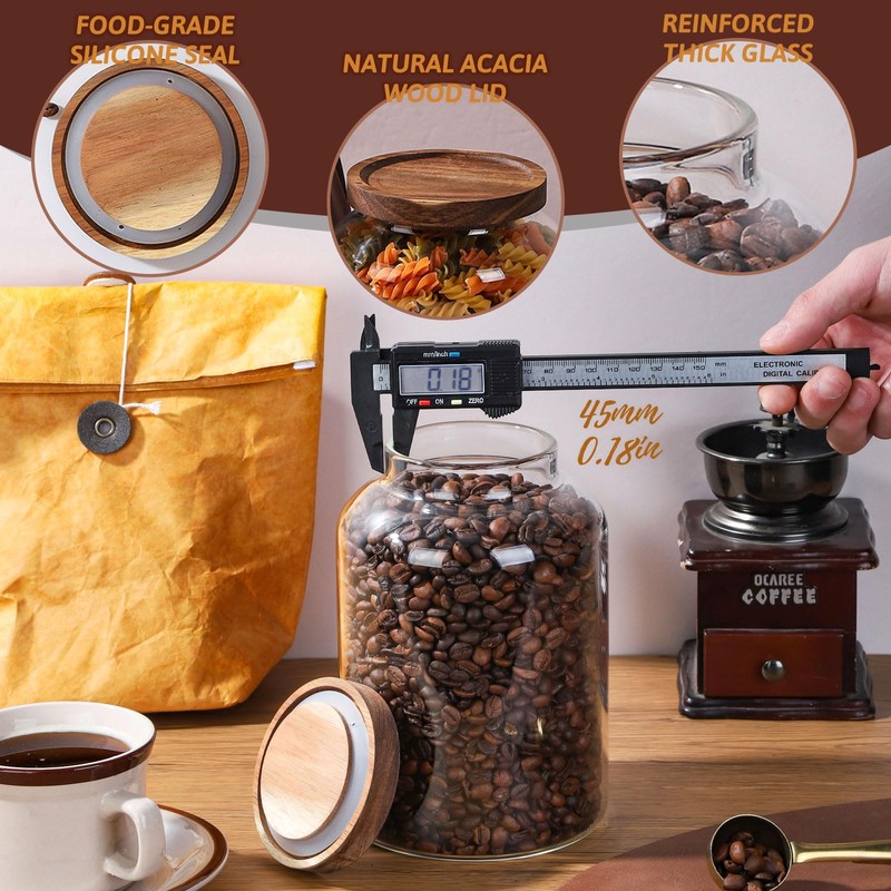 WHJY 95oz Glass Jars with Airtight Lids Transparent Clear Kitchen
