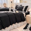 MOOWOO Flower Lace Ruffled Bedding Set- Sweet Girl Chiffon Ruffles