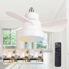 Yaoten Socket Fan Light Ceiling Fans with Lights and Remote, Dimmable, Quiet, 3 Speed Adjsutable, 14 In Ceiling Fan for Bedroom, Storage, Tool Room and Kitchen