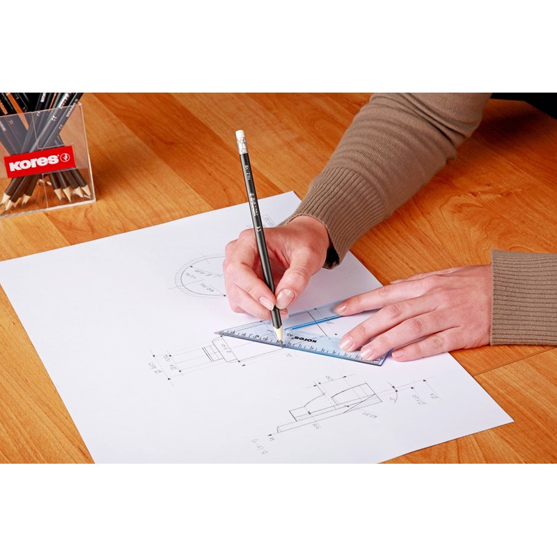 Kores Grafitos HB pencil with eraser, 12 pieces, colour: black