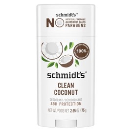 Schmidt's Desodorante Vegano Sin Aluminio Coco Limpio para Mujeres y Hombres, Con Protección Contra El Olor Las 24 Horas, Ingredientes Naturales, Libre de Crueldad, 2.65 Oz