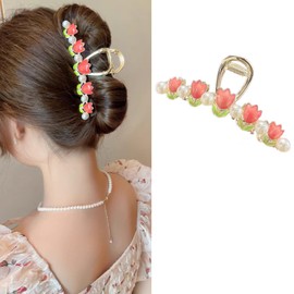 HAPVITAL Hair Clip, Office Simple, Hair Accessories, Hair Clip, Large, Office, Popular, Stylish, Gift, Ladies' Hair Ornament, Set of 1 (Orange)