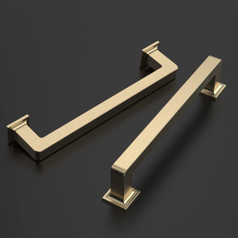 Amerdeco 10 Pack Brushed Brass Cabinet Pulls 5 Inch(128MM) Hole