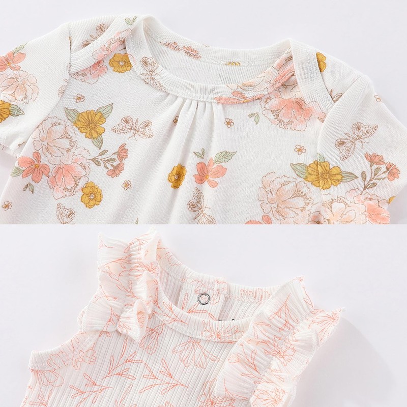 MAMIMAKA 10-Piece Baby Girl Short Sleeve Bodysuit Cotton Newborn Baby