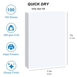 ESHANG Papel fotográfico brillante, 3.5 x 5 pulgadas, 100 hojas, 200 g/m², paquete de 100 unidades