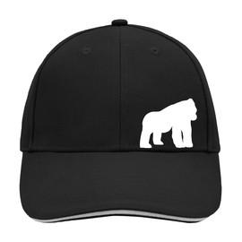 huuraa Cappy Hat Gorilla Silhouette Unisex Cap with Motif for Monkey Fans Gift Idea for Friends and Family, Black/Light Grey