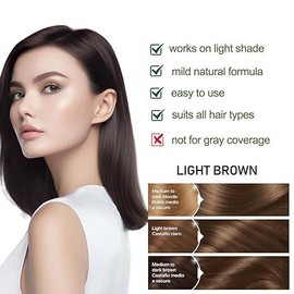 Professional Tea Tree Dark Brown Hair Dye Shampoo - 3-in-1 Natural Color Shampoo, Safe Formula for 100% Gray Coverage, Nourishing Haircare hair type - Color: Light Brown