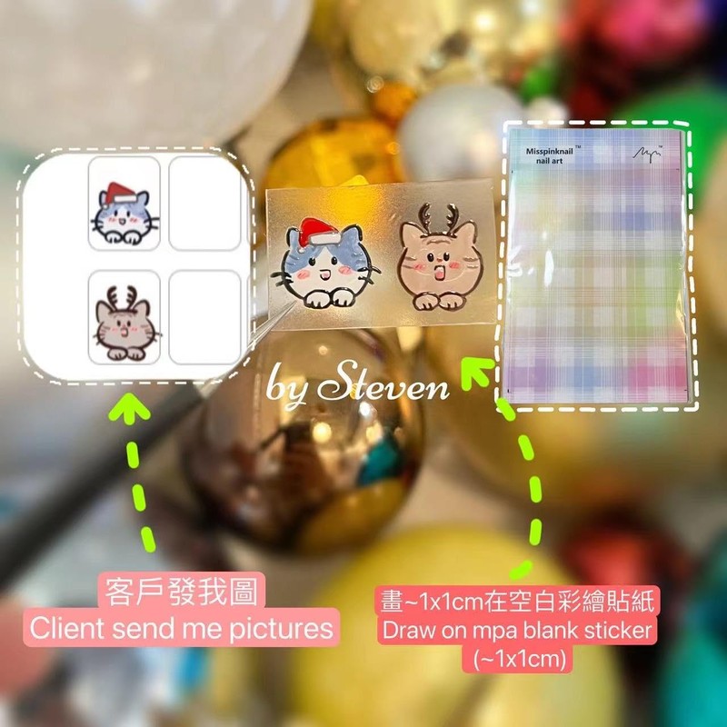 3pcs Blank Sticker DIY Adhesive Sticker Nail Profession use Drawing