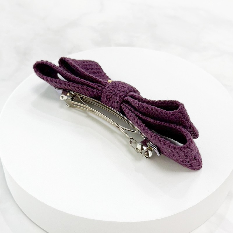 Burnaby deep purple knit ribbon hairpin 10cm / 버나비 딥