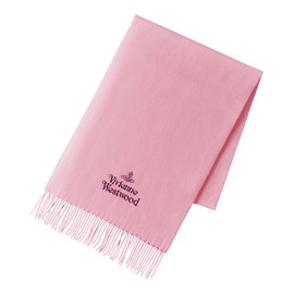 Vivienne Westwood WOOL 100% MUFFLER AW24 Vivienne Westwood Wool Scarf with Logo Embroidered Size Approx. H 70.9 x W 11.8 inches (180 x 30 x 30 cm) (including fringe 9cm), Pink