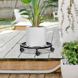 KOOKASHOP 2-Pack Plant Caddy with Wheels - Plant Stand with Wheels, 360° Lockable Plant Rollers Plant Dolly, 10.24" Plant Tray with Casters for Indoor and Outdoor, Black