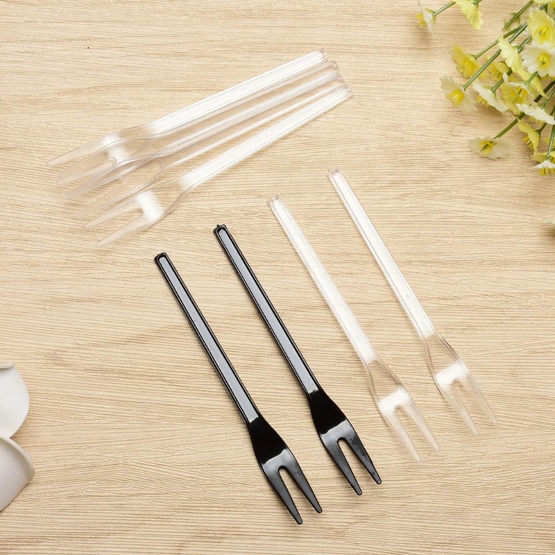 Chenshuo,Disposable Plastic Fruit Forks, Exquisite Appetizer Forks Dessert Cocktail Forks