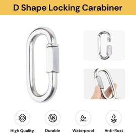 EZONEDEAL M12 Sports Caribeener Clips, Climbing Carabiner, Heavy Duty Climbing Carabiner Clip, Multipurpose Clip, Locking Carabiner Clip, Large Steel Carabiner Clip, Hammock Hooks, Oval Carabiner (2)