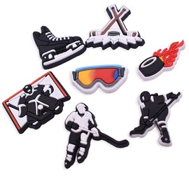 Sports Ball Shoe Charms for Clog Shoe, Baseball Basketball Soccer Football Softball Volleyball Shoe Charms for Shoe & Bracelet Wristband Party Gifts (ice hockey)