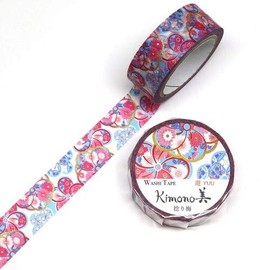 Japanese Ume Flower Pattern - Kamiiso Kimono Washi Tape 15mm Masking Tape Foil Stamping for Scrapbook Journaling Craft DIY
