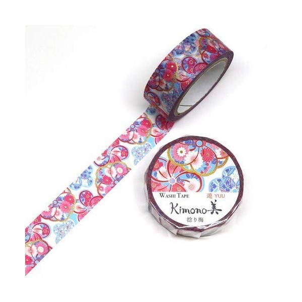 Japanese Ume Flower Pattern - Kamiiso Kimono Washi Tape 15mm