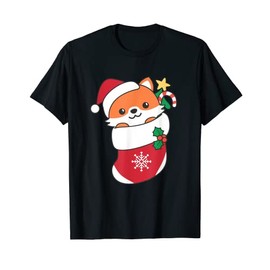 Cute Fox for Christmas Fox T-Shirt, black