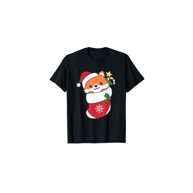 Cute Fox for Christmas Fox T-Shirt, black