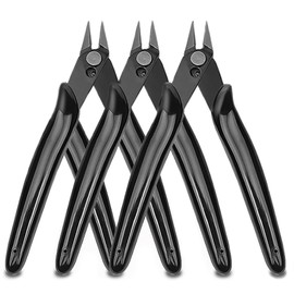 Micro Wire Flush Cutter Internal Spring 5 Inch Professional Wire Cutting Pliers Electronic Shear Wire Cutters Side Cutters Pliers (Black-3pcs)