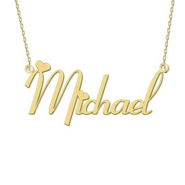 Women Jewelry Name Necklace Silver Heart Best Friend Women Girl Gifts for Her Michael