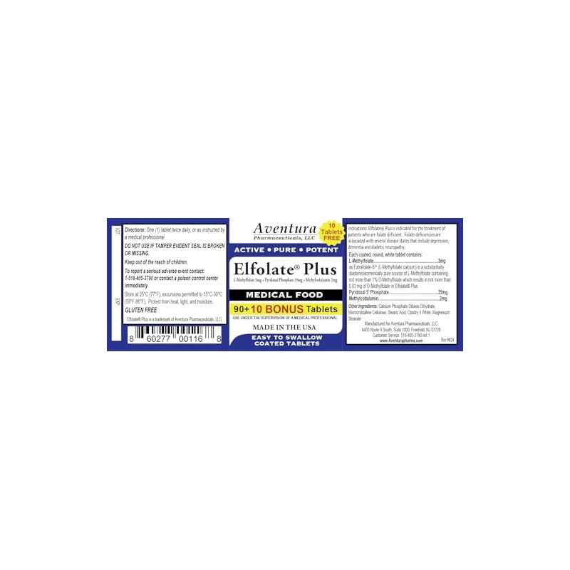 ELFOLATE Plus® 3mg Bonus Pack 100 Tablets L-Methylfolate Methyl Folate