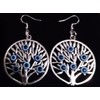 Tree of Life Evil Eye Dangle Earrings, 40mm, Antique Silver,