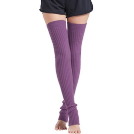 Nanxson Women's Long Knitted Leg Warmers Winter Leg Warmers Stocking for Ballet Fitness Yoga, purple