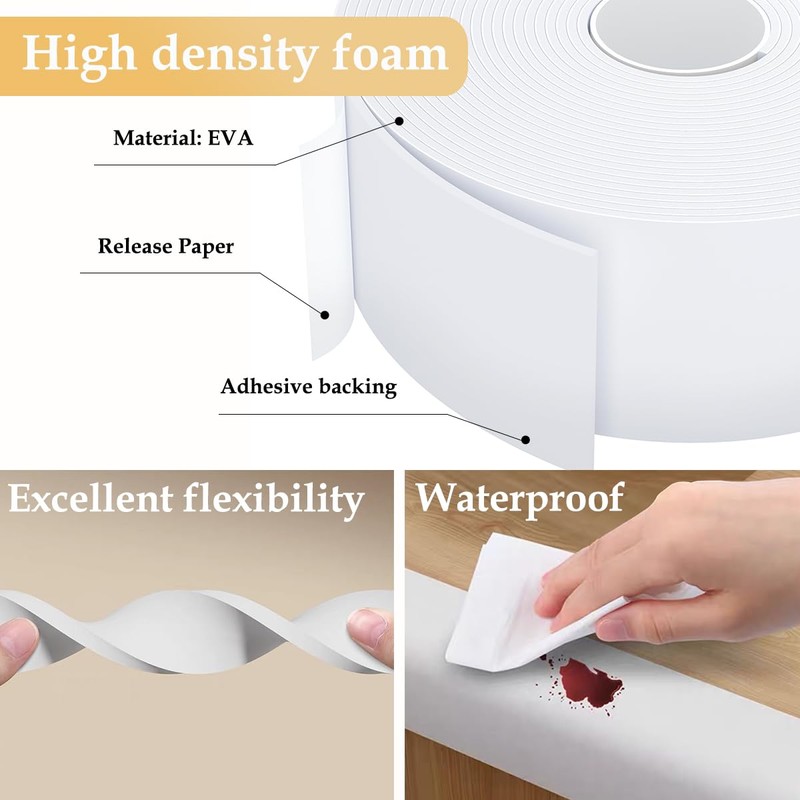 Strong Adhesive Door Weather Stripping,2Inch Wide X 1/13 Inch Thick,Foam